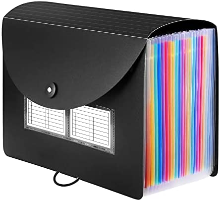 Sooez 24 Pockets Expanding File Folder with Blank Labels